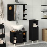vidaXL Ensemble de mobilier de salle de bain avec étagère 3 Pièces Noir