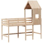 vidaXL Lit superposé et échelle et toit 90x200 cm bois de pin massif