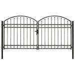 vidaXL Portillon double porte avec dessus arqué Acier 300x125 cm Noir