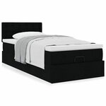 vidaXL Lit ottoman avec matelas noir 90x200 cm tissu