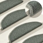 vidaXL Tapis d'escalier 15 pièces 56 x 17 x 3 cm Vert foncé Demi-rond