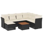 vidaXL Salon de jardin 8 Pièces avec coussins noir résine tressée