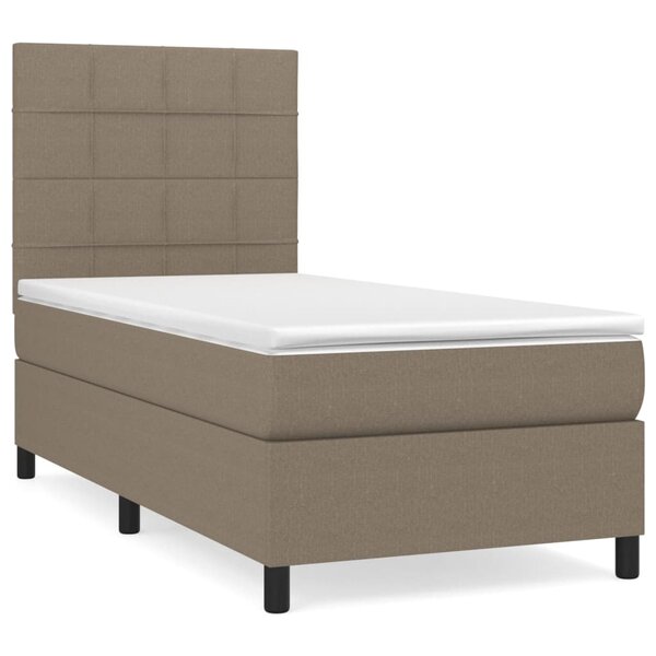 vidaXL Sommier à lattes de lit avec matelas Taupe 90x190 cm Tissu