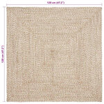 vidaXL Tapis de surface Carré Naturel et Blanc 120 x 120 cm Jute