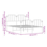vidaXL Cadre de lit métal sans matelas et pied de lit blanc 140x200 cm