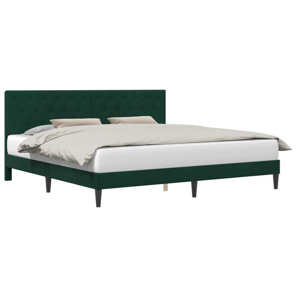 vidaXL Cadre de lit avec tête de lit Vert foncé 200 x 200 cm Velours
