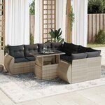 vidaXL Salon de jardin 9 Pièces avec coussins gris clair résine tressée