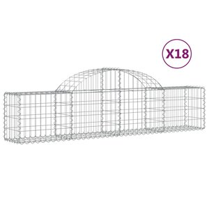 vidaXL Paniers à gabions arqués 18 Pièces 200x30x40/60 cm Fer galvanisé