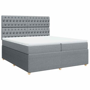 vidaXL Sommier à lattes de lit avec matelas Gris clair 200x200cm Tissu