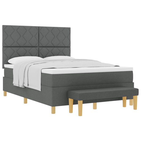 vidaXL Lit à ressorts avec matelas Gris foncé 140 x 200 cm tissu