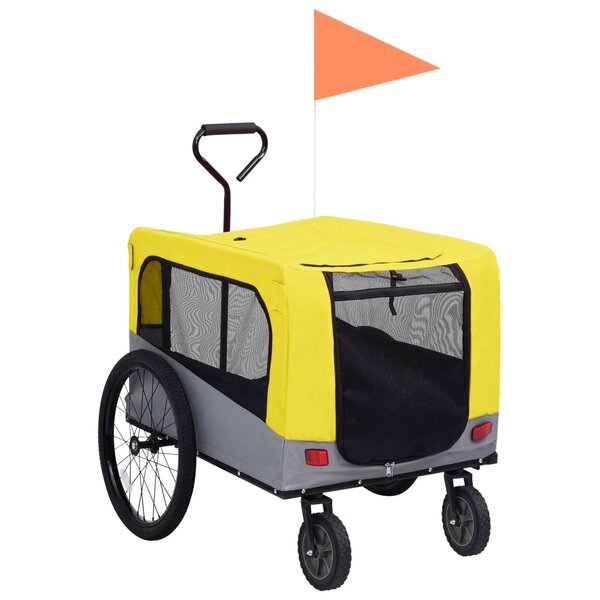 vidaXL Remorque de vélo/poussette 2 en 1 pour chien Jaune et gris