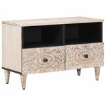 vidaXL Meuble TV Blanc 70 x 33 5 x 46 cm Bois de mangue massif