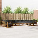 vidaXL Ensemble de canapés d'extérieur 10 pc Naturel et Anthracite
