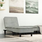 vidaXL Chaise longue gris clair velours