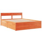 vidaXL Lit avec tiroirs/matelas cire marron 160x200 cm bois massif pin