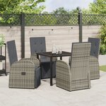 vidaXL Ensemble de Repas de Jardin 5 Pièces avec Coussins Gris Rotin Poly