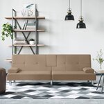 vidaXL Canapé-lit avec porte-gobelets cappuccino similicuir