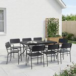 vidaXL Ensemble de salle à manger pour jardin 9 Pièces Anthracite Acier