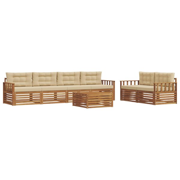 vidaXL Ensemble de canapés d'extérieur 7 pc Naturel et Beige