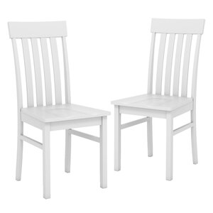 Lot de 2 chaises de salle à manger 44 x 50 5 x 97 cm assise ergonomique dossier à lattes style scandinave en bois de caoutchouc blanc 20_0017345