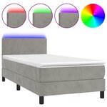 vidaXL Sommier à lattes de lit avec matelas et LED Gris clair 90x200cm