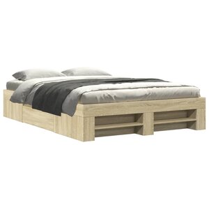 vidaXL Cadre de lit sans matelas chêne sonoma 135x190 cm