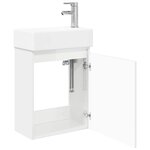 vidaXL Meuble de salle de bain avec robinet Blanc brillant