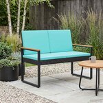 vidaXL Banc extérieur Noir et turquoise 107 x 61 x 80 cm polyrotin