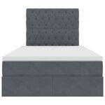 vidaXL Lit de rangement LED avec matelas Gris foncé 120 x 200 cm