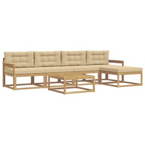 vidaXL Ensemble de canapés d'extérieur 6 pc Blanc et Beige Polyester