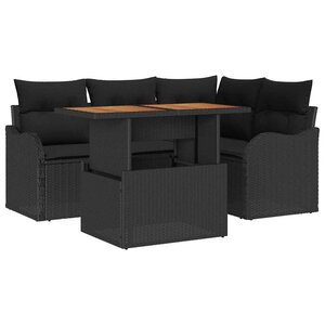 vidaXL Ensemble de canapé de jardin 5 Pièces Noir 100 x 55 x 73 cm