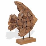 vidaXL Sculpture de poisson teck 40x12x57 cm