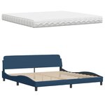vidaXL Lit avec matelas bleu 200x200 cm tissu