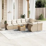 vidaXL Salon de jardin avec coussins 10 Pièces beige résine tressée