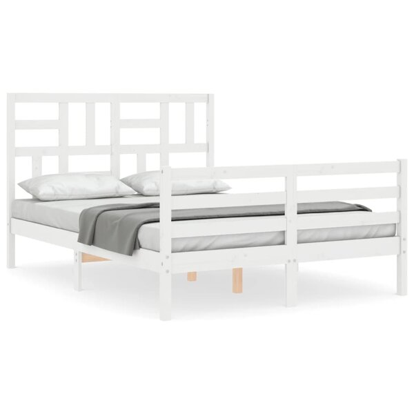 vidaXL Cadre de lit sans matelas blanc 140x200 cm bois massif