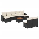vidaXL Salon de jardin 10 Pièces avec coussins noir résine tressée