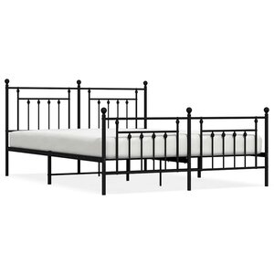vidaXL Cadre de lit métal sans matelas avec pied de lit noir 160x200cm