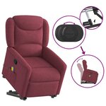 vidaXL Fauteuil inclinable de massage Rouge bordeaux Tissu