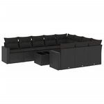 vidaXL Salon de jardin 11 Pièces avec coussins noir résine tressée
