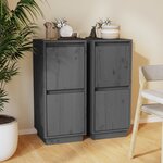 vidaXL Buffets 2 Pièces Gris 31 5x34x75 cm Bois massif de pin