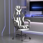 vidaXL Chaise de jeu avec repose-pied Noir et blanc Similicuir