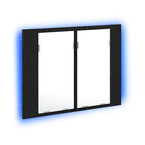 Armoire miroir salle de bain LED vidaXL  chêne noir  60x12x45 cm  en bois d'ingénierie