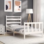 vidaXL Cadre de lit et tête de lit blanc 100x200 cm bois massif