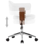 Chaise fauteuil siège pivotante de bureau informatique étude bois courbé et similicuir blanc 02_0024083