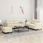 vidaXL Ensemble de canapés 3 Pièces avec coussins Crème Similicuir