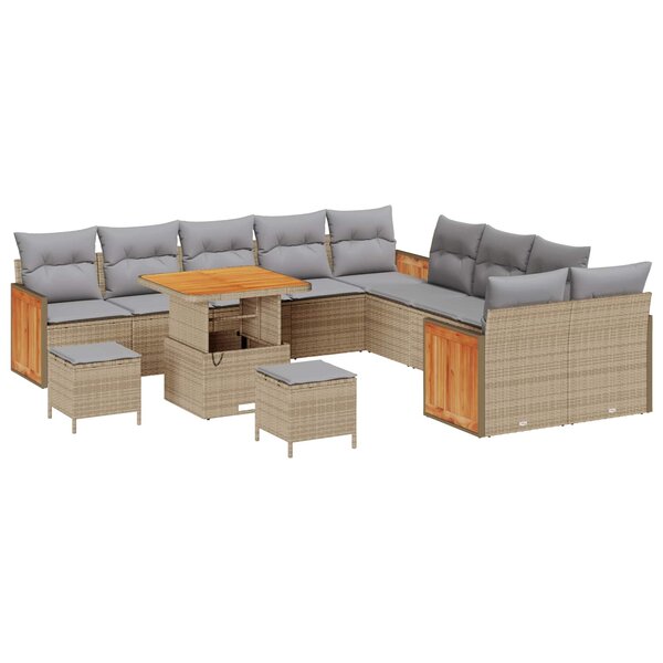 vidaXL Ensemble de canapé de jardin 13 Pièces Beige et Gris clair
