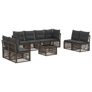 vidaXL Ensemble de canapé de jardin 9 Pièces Gris polyrotin