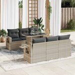 vidaXL Salon de jardin avec coussins 7 Pièces gris clair résine tressée