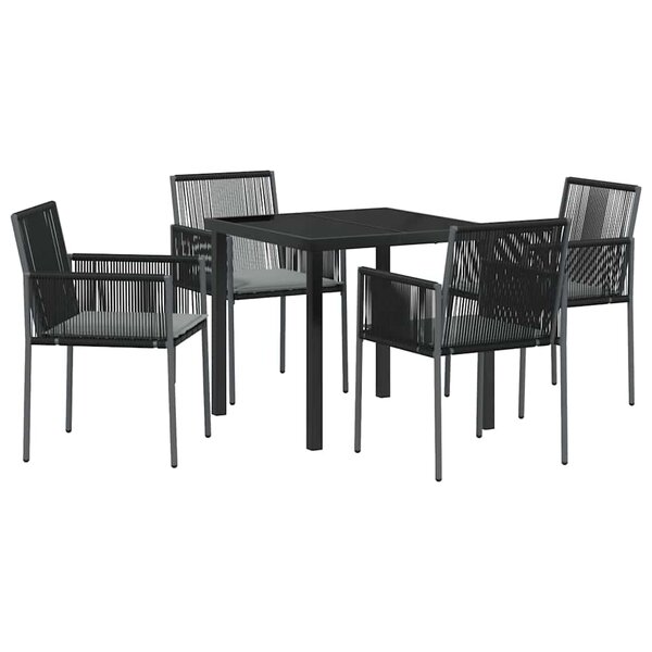 vidaXL Ensemble de salle à manger pour jardin 5 Pièces Noir Poly rotin
