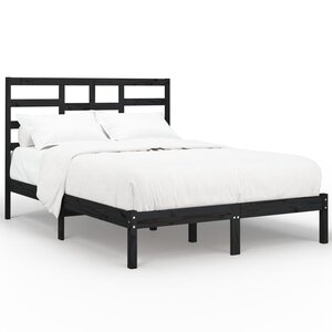 vidaXL Cadre de lit sans matelas noir bois massif 140x190 cm